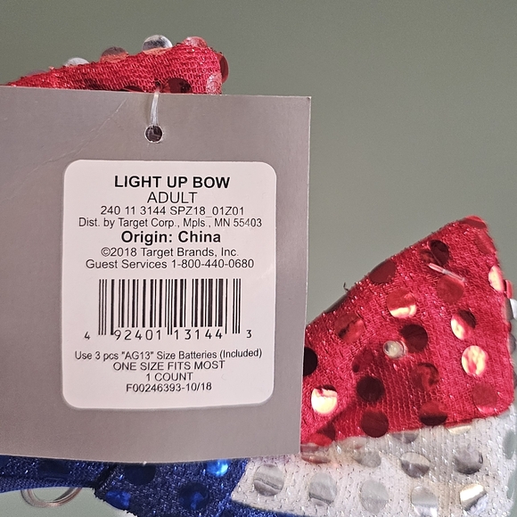 Bundle of 2 Spritz Sequin Patriotic Bow Headband - Red White Blue Light Up - Picture 4 of 5